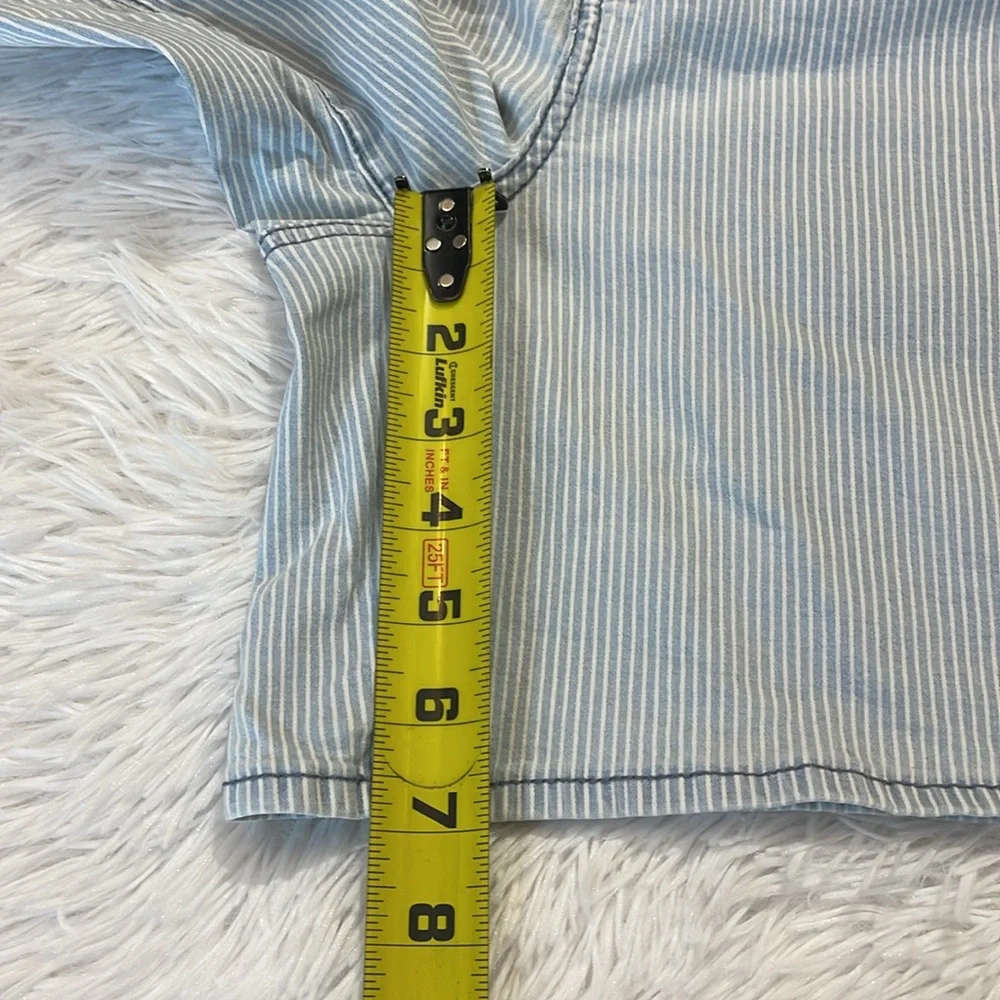 NYDJ Light Blue Striped Jean Shorts WOMENS SIZE 16 DOUBLE BUTTON